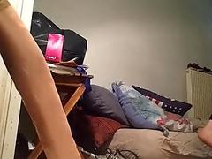 Asian ts rides long dildo