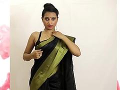 black saree without blouse using only black bra