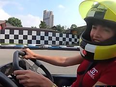 Big fake tits amateur Thai teen go karting and sex with her boyfriend