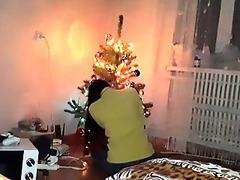While my step mother decorates the tree, I masturbate my pussy - Lesbian Illusion Girls