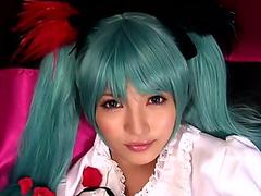 Blue haired Hatsune Miko creampied